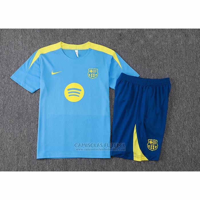 Fato de Treino Barcelona Manga Curta 2025-2026 Azul - Calcas Curta